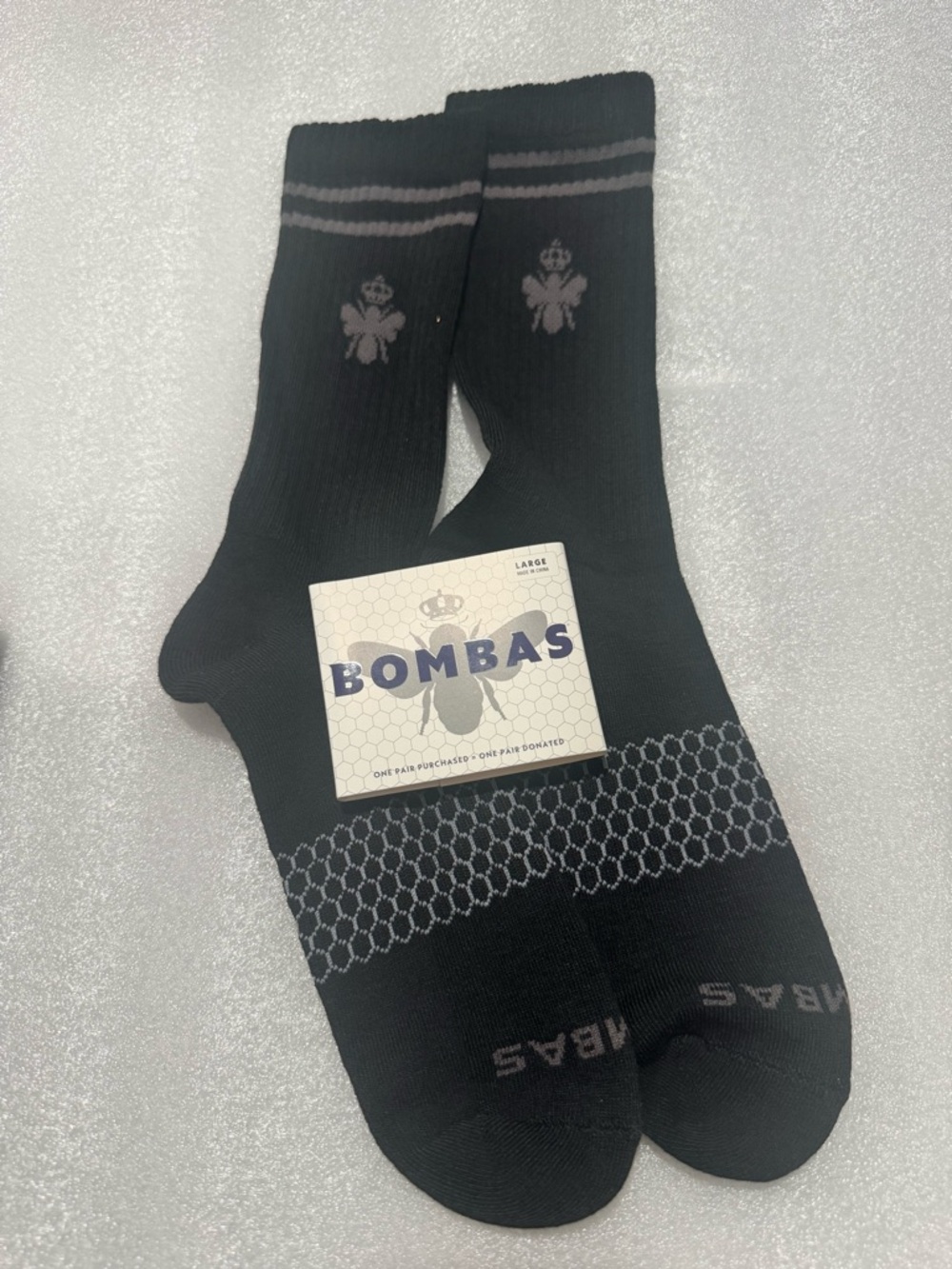 2 PAIR Bombas Large Calf Length Black traditional Style LARGE LG